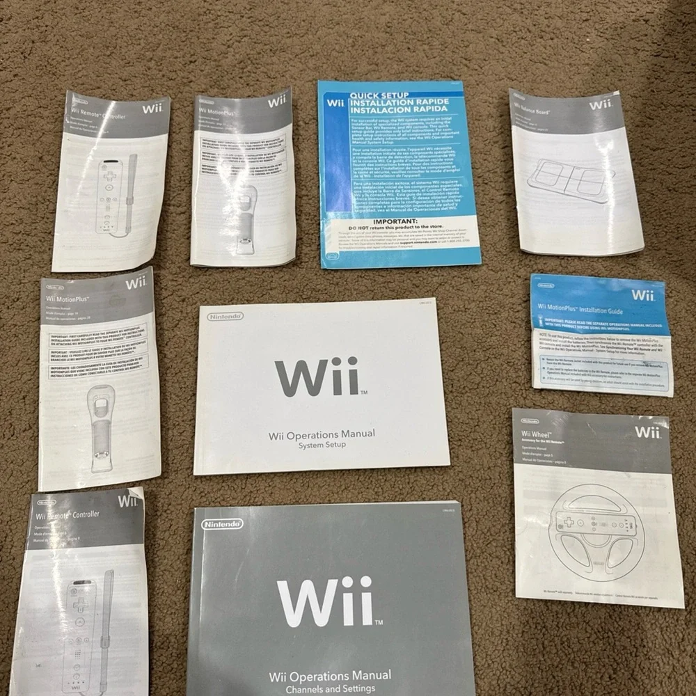 Nintendo Wii 10 US Manual Insert Lot Wii Remote Wheel Motion Plus Balance Board